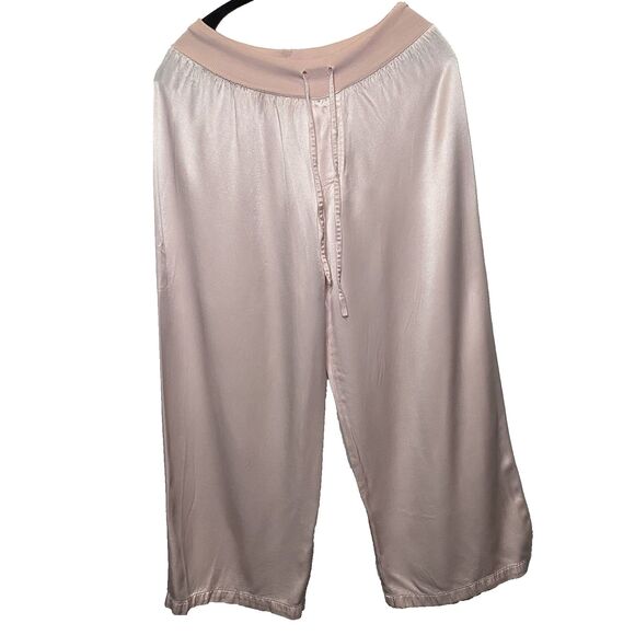 PJ Harlow Jolie Satin Lounge Pants Wide Leg Drawstring Size XS Lt Pink Blush - Picture 2 of 12